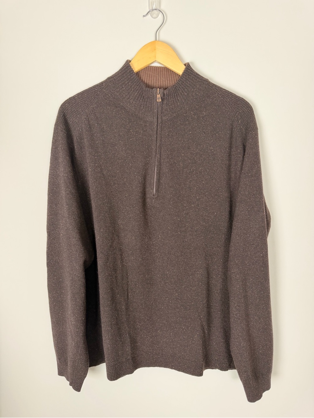 Tommy Bahama Brown Wool Silk Angora Quarter Zip Sweater Mens Medium M View 4